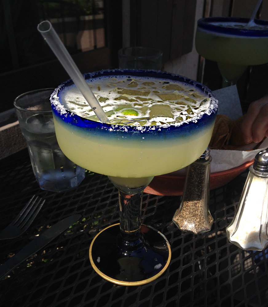 Romy has a birthday drink - a Margarita, 7/1/2016 @Javier's