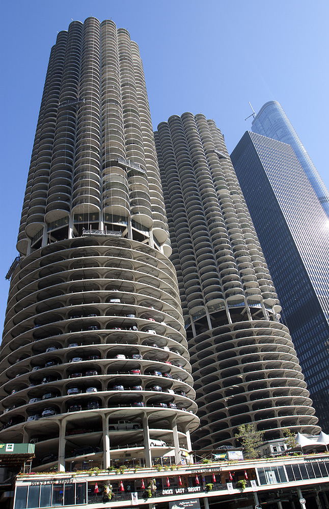 From the riverwalk (south side of river)