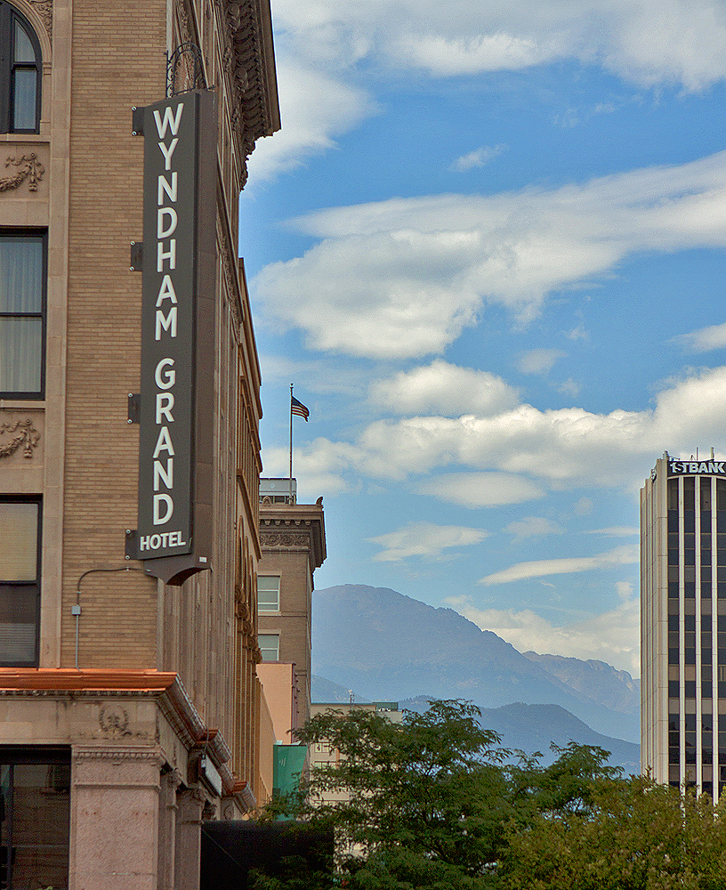 Up the street is Pikes Peak...