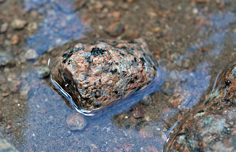 Small granite rock in river