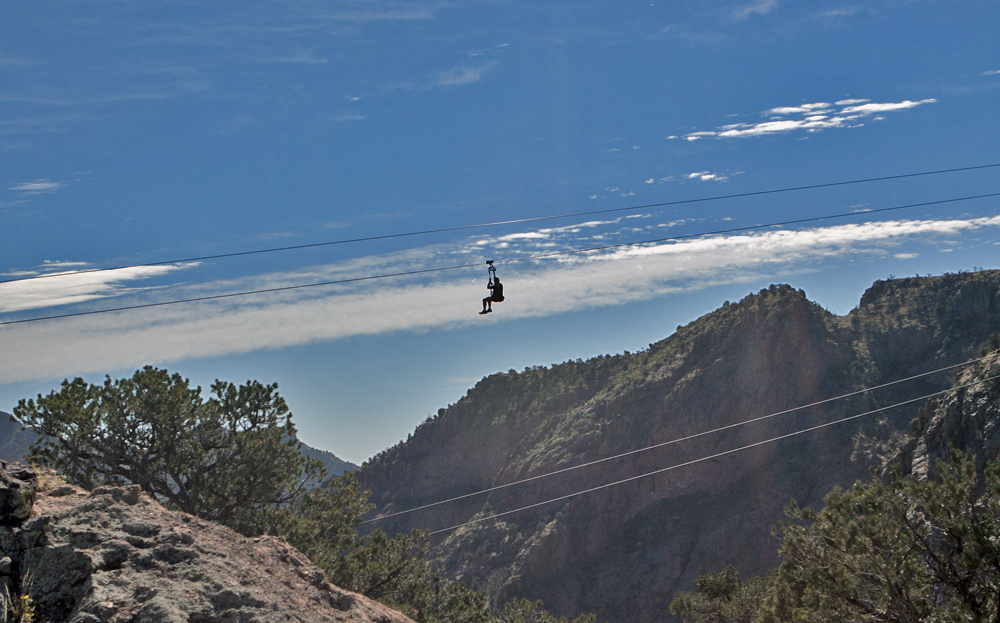 Zip line over gorge. Wow