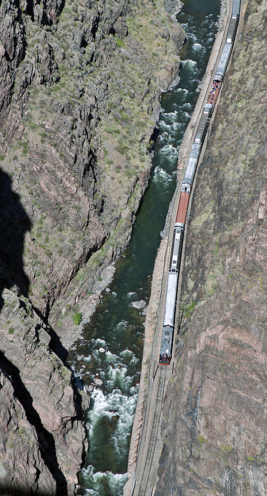 Tourist train running along the Arkansas River