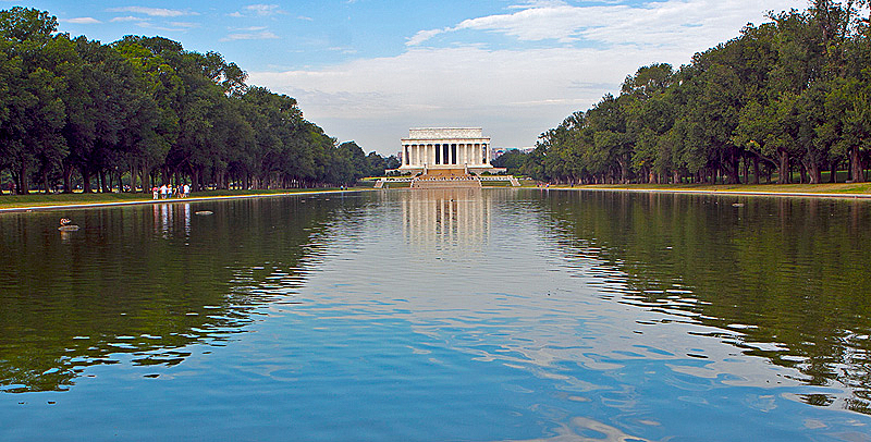 Across reflecting pool