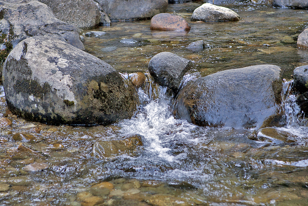 Below the falls - look at the granite and lichen