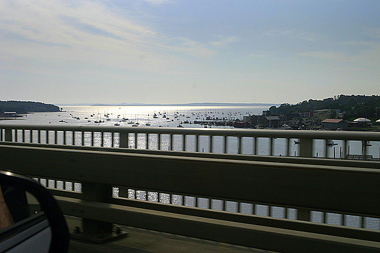 Crossing bridge over bay, Belfast, ME