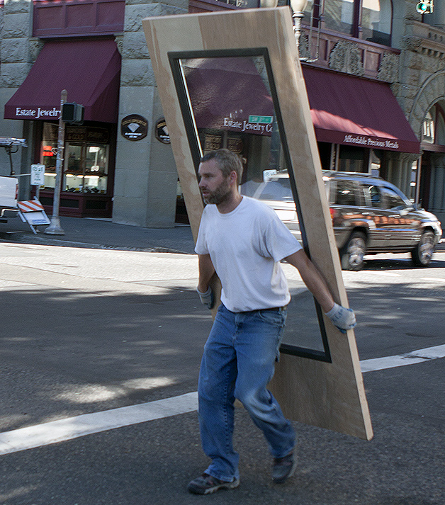 We're on vacation, but this is the first of three doors we saw this guy (expertly) haul at a light