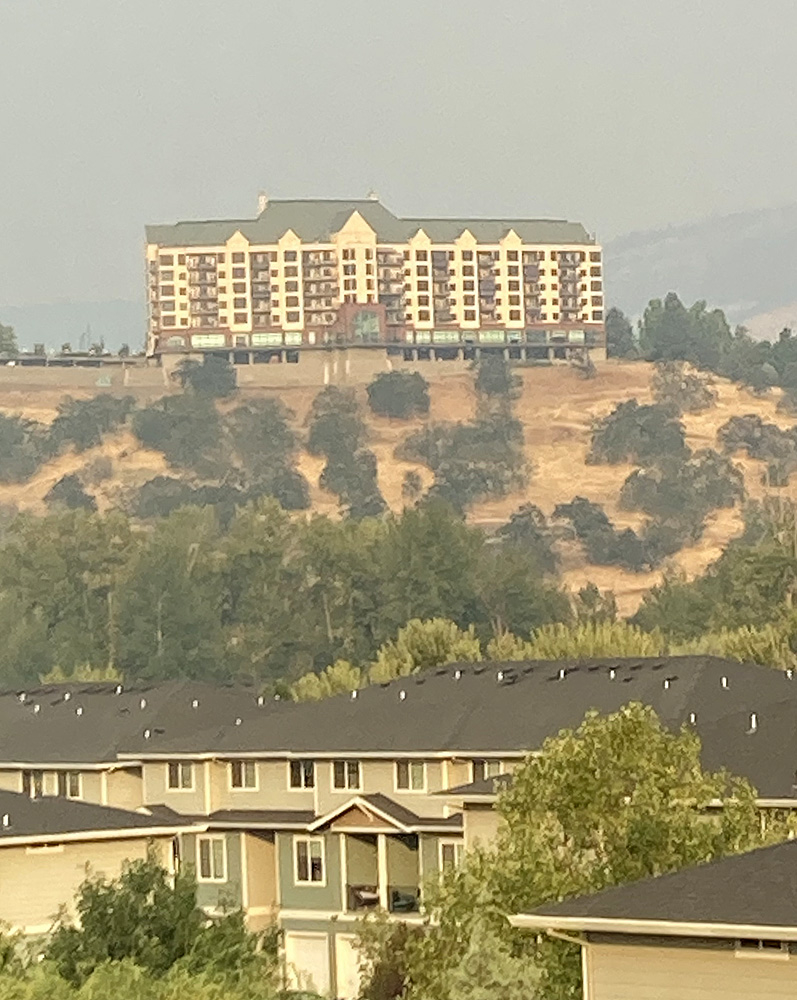 View east from room; very smokey day