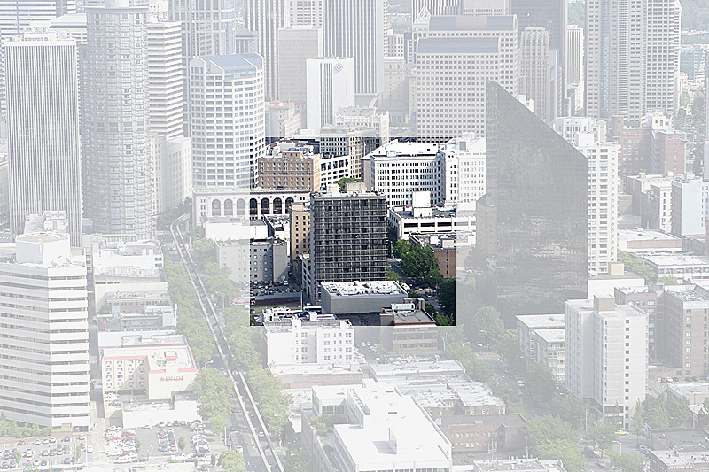 In dead center, shot from the Space Needle